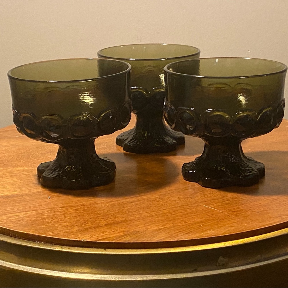 MCM Dark avocado dessert goblets (set of 3)
